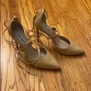 Steve Madden heel with ankle straps.